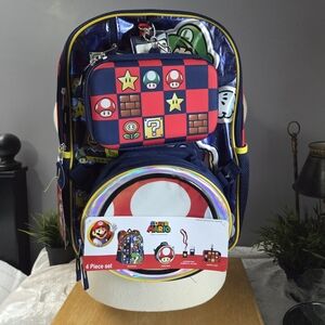 Super Mario Kids Backpack Set - Blue and Red